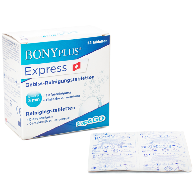 BONYPlus Express 32 Reinigungstabletten Box und Blister